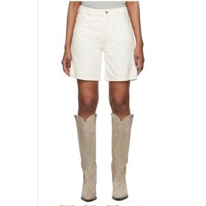 ANINE‎ BING White Vented Denim Shorts Womens Size 27 Button Fly Casual